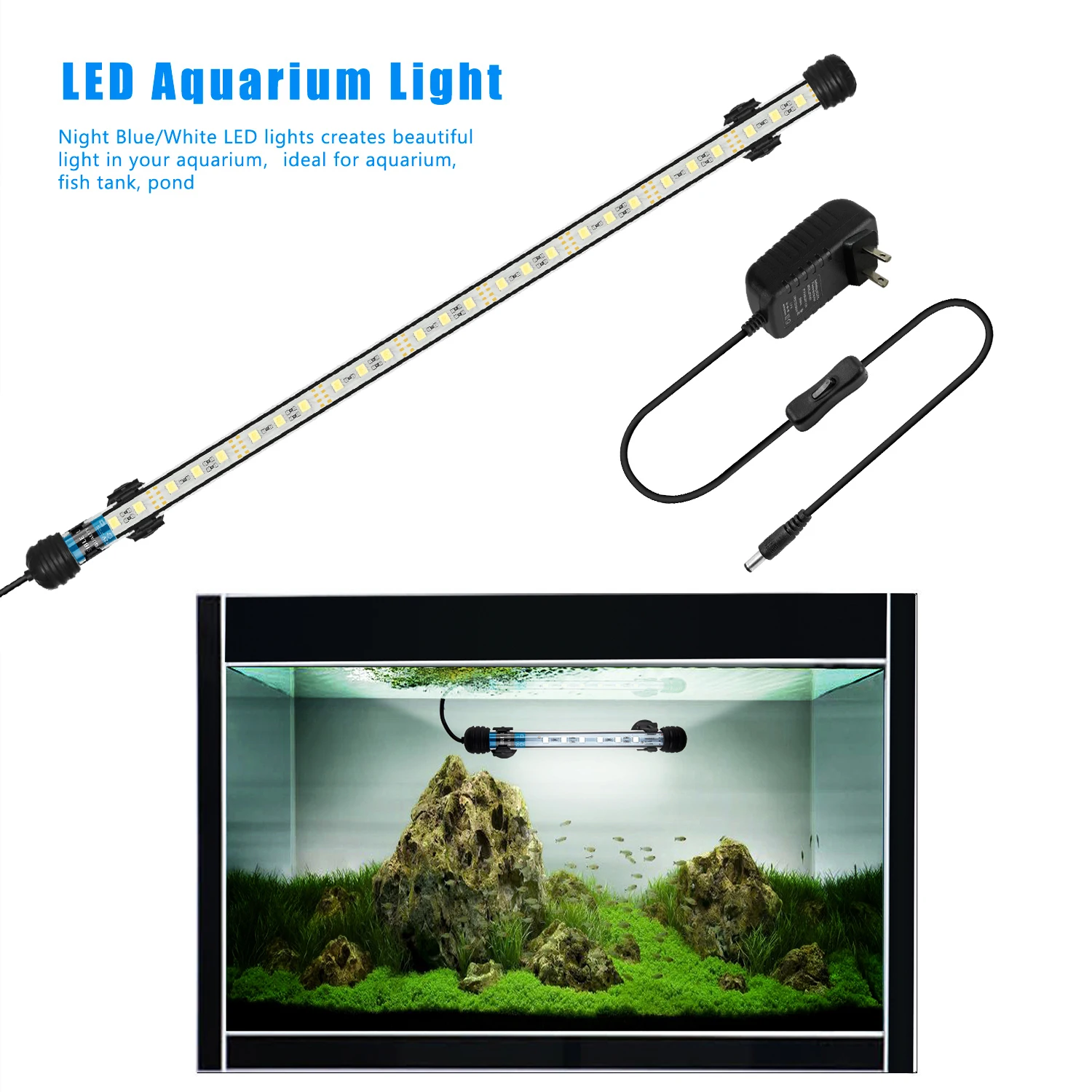 

1pc LED Aquarium Light, Underwater Submersible Fish Tank Light, Submersible Waterproof Light Bar