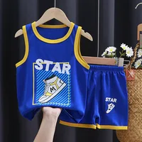 Ensemble de vêtements de sport d'été à séchage rapide pour enfants, vêtements de basket-ball sans manches pour bébés garçons 3