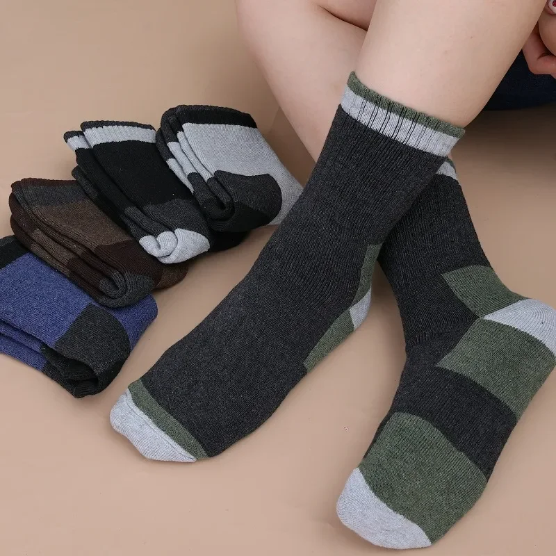 Thickened Fleece Men's Mid-calf Short Socks Pure Color Fashion Classic Warm Cold-proof Winter Warm Thickened Soft Male Socks
