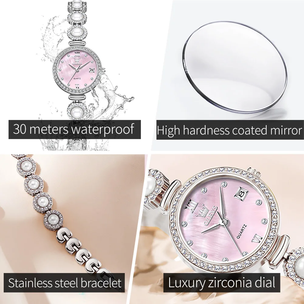 OLEVS 5635 Quartz Watch For Women Fashion Luxury Calendar Elegant Ladies Watches Original Waterproof Woman Bracelet Wristwatches