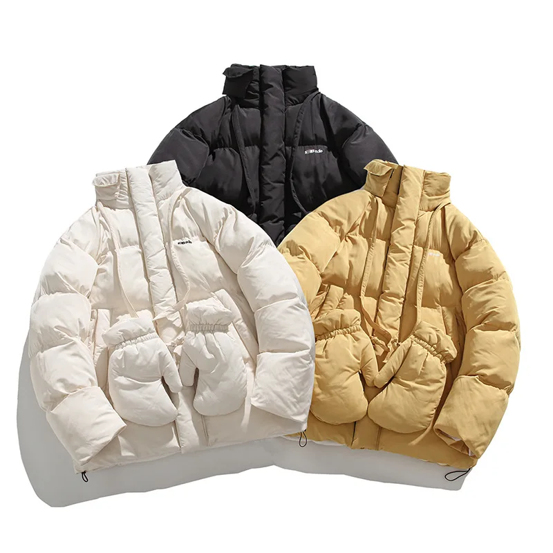 

Hip Hop Parkas Men Women High Street Youth Hooded Padded Jackets Windbreaker Thick Warm Puffer Bubble Coats Unisex Casual Winter