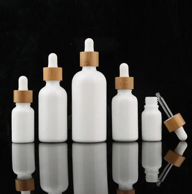 800pcs 50ml 빈 흰색 유리 Dropper 리필 되나요 병 피펫 에센셜 오일 아로마 테라피 액체 화장품 항아리 상자