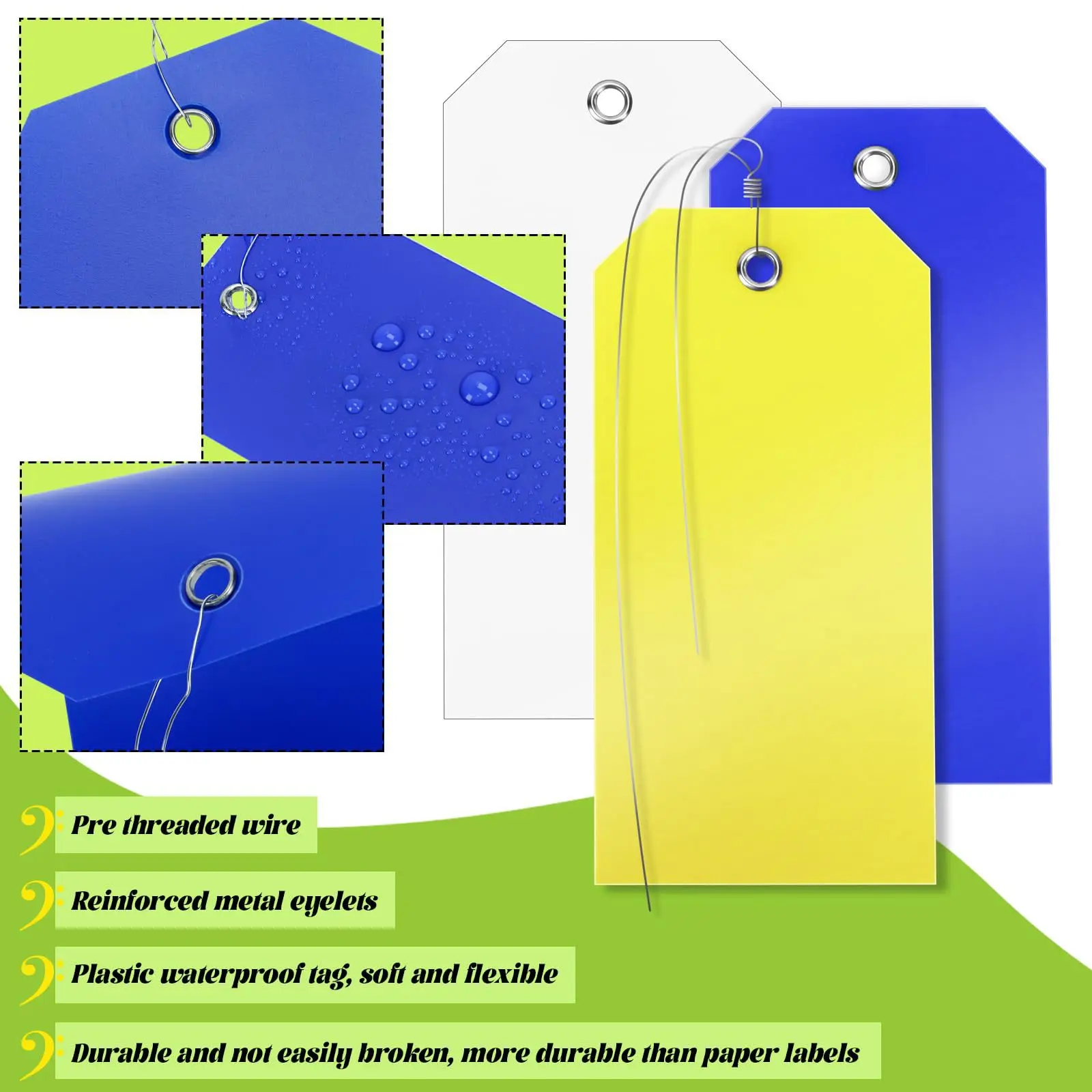 1Pcs Reusable Color Blank Label Suitcase Hanging Card PVC Plastic Card Shipping Tags With Iron Wire String Luggage Labels