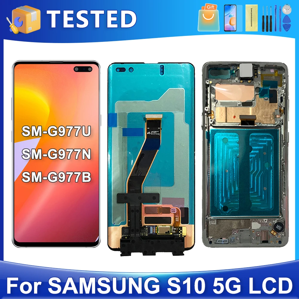 

6.7''S10 5G For Samsung For Ori S10 5G G977U G977N G977B G9770 LCD Display Touch Screen Digitizer Assembly Replacement