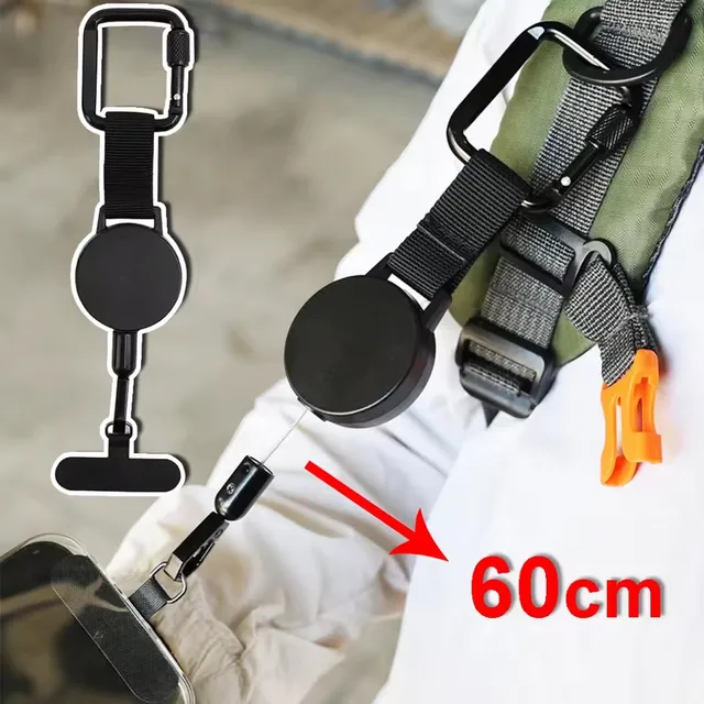 Retractable Anti-Theft Phone Holder Smartphone Safety Lanyard Stra with Carabiner Anti-Drop Harness for Hiking Cycling Climbing 1
