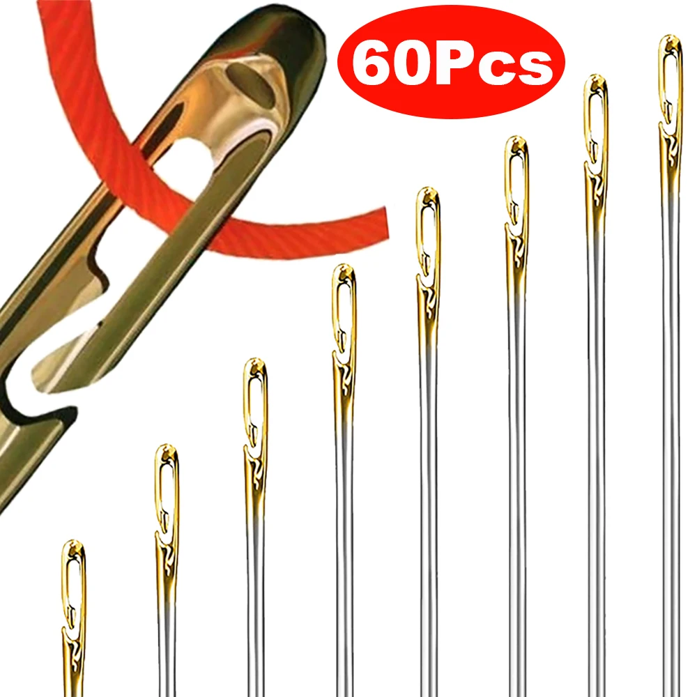 

Blind Sewing Needles Elderly Big Hole Stainless Steel Sewing Threading Needles Household DIY Punch Self-Threading Needles
