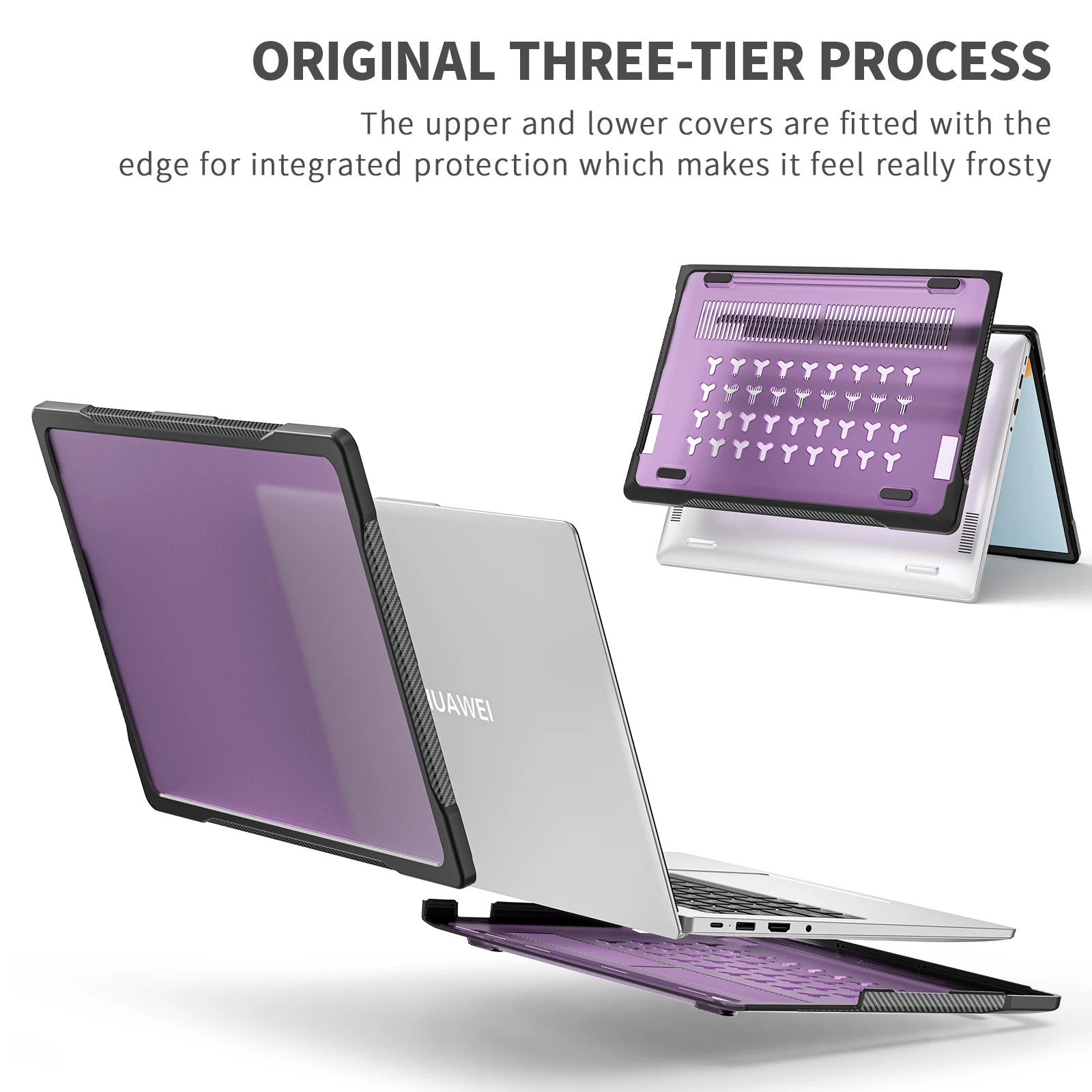 Custodia Per Huawei MateBook 14 (2021-2023), Cover Rigida In PC + TPU, Antiurto, Antimpronta, Azzurro, Fori Di Raffreddamento - 2