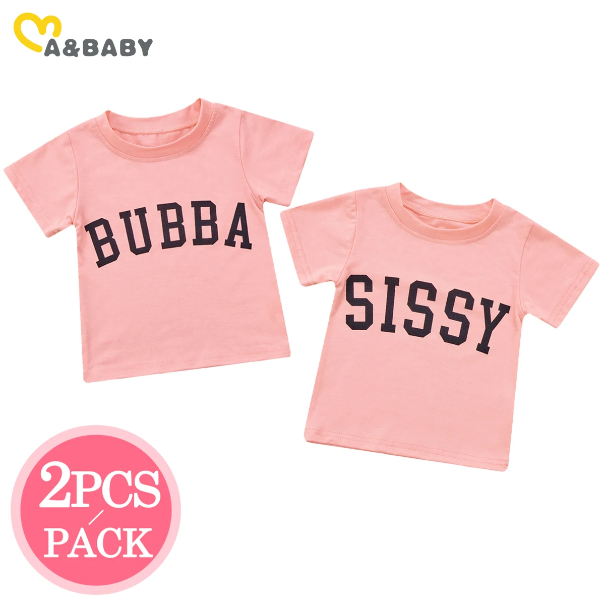 Ma&ampBaby 2PCS/LOT 1-6Y Toddler Kid Girls Letter T-shrit Summer Short Sleeve Casual Tops Tee Children Clothing Costumes D01 |