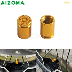 Universal Aluminum Wheel Tire Valve Caps - Waterproof Motorcycle Accessories (2 Pack) (Gold)