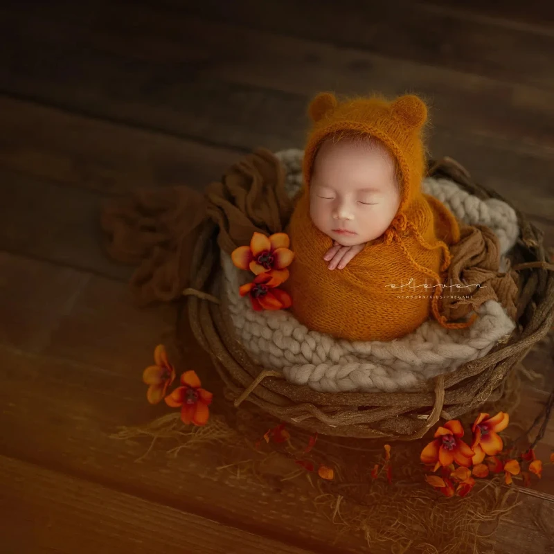 Newborn Cute Little Bear Hat Newborn Photography Props Knit Baby Girl Boy Bear Hat Baby Photography Props Aceessries