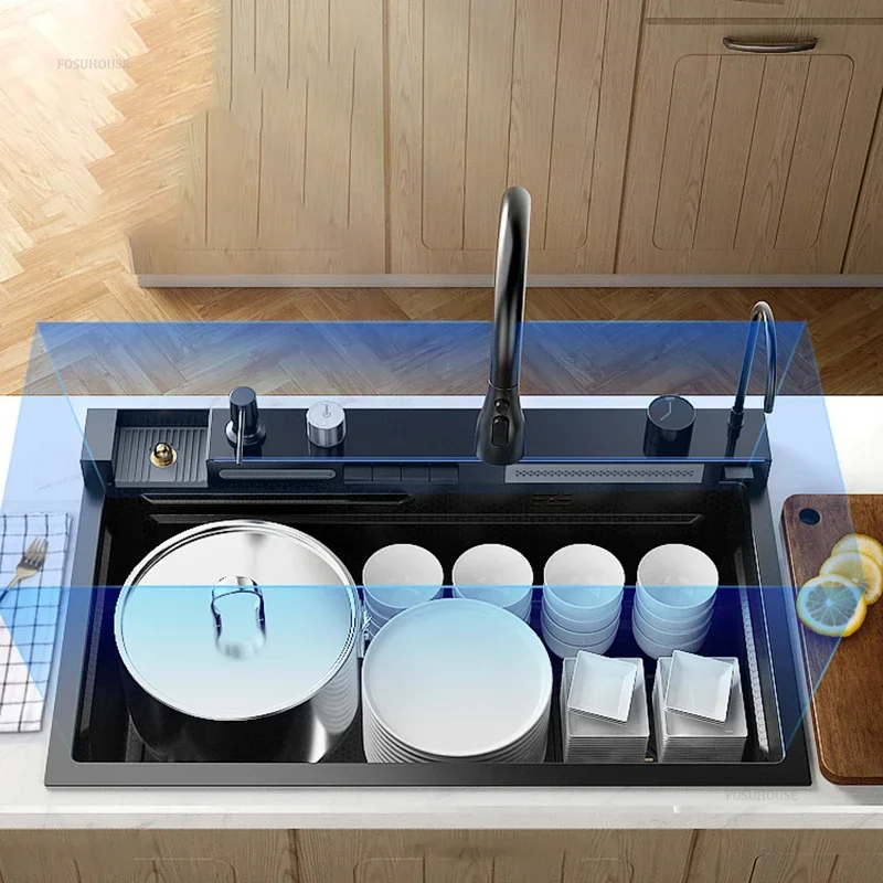 Smart Creative Kitchen Sinks for Apartments Modern Metal Multi-functional Sinks Luxury Household Kitchen for Rental Houses