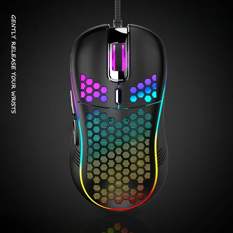 Wireless Gaming Mouse 2.4G RGB Lighting Charging Adjustable DPI Ergonomic Honeycomb Design Desktop Laptop