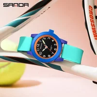 SANDA 3221 Silicone Sports Waterproof Boy Girl Casual Shockproof Clock Gifts Kids Watch Luxury Children Quartz Watches Relojes