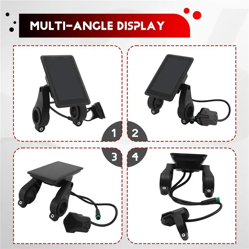 AED9-M7C-2 전기 자전거 LCD 디스플레이 미터 24V 36V 48V 60V 전동 스쿠터 LCD 패널 USB UART 포함 산악 전기 자전거용 5핀