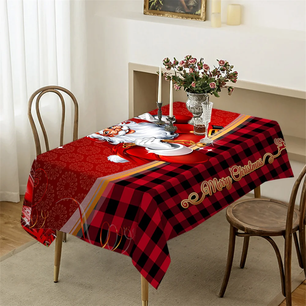 

Christmas Snowman Polyester Rectangle Tablecloth Party Decoration Waterproof Dining Table Tablecloth Navidad Decorations 2023