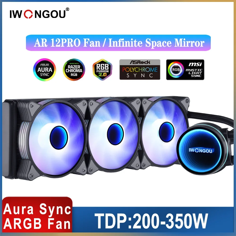 IWONGOU Processor Cooler Liquid Cooler X99 4pin AR12pro Fan ARGB 360mm