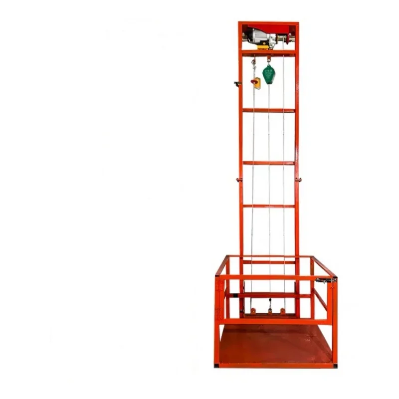 Small Electric Monorail Freight Elevator, Remote Control Lift Platform for Cargo, Steel Wire Rope, Workshop Outdoor Use