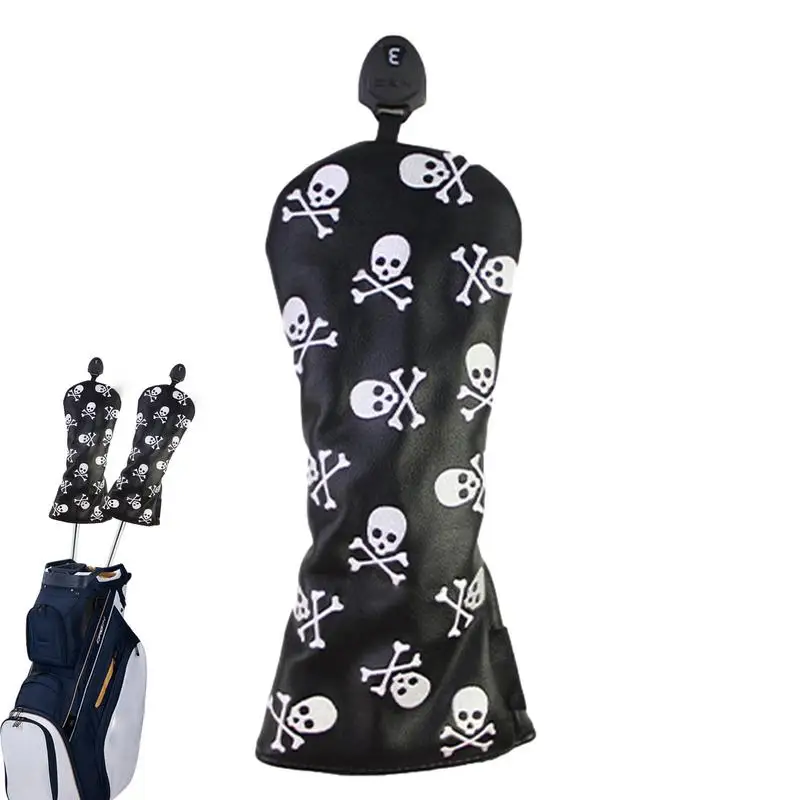 

1pcs Golf Wood Cover Skull For Driver Fairway Hybrid Waterproof Protector PU Leather Soft Durable Golf Club Covers Black/White