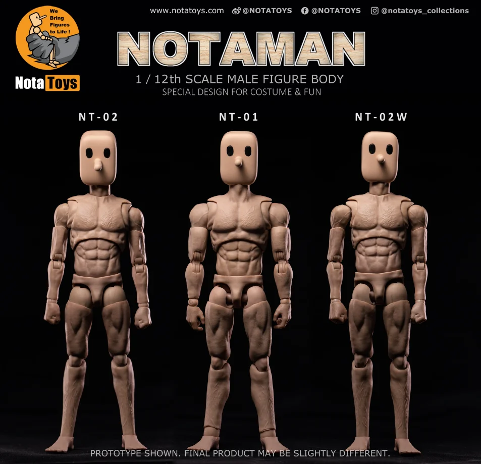 

1/12 NT-01 NT-02 NT-02W Notaman Square-headed Male Action Figure Joint Body Doll 6'' Male Soldier Flexible Body Model Toy