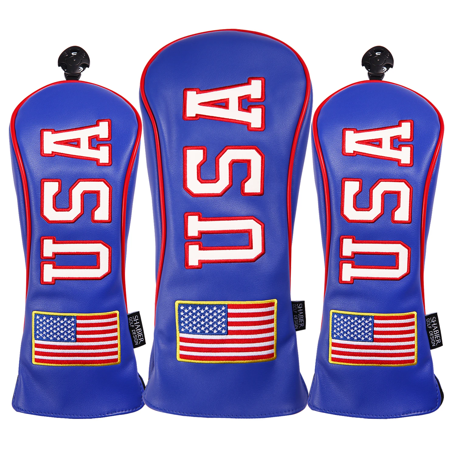 

Golf Headcovers USA Stars and Stripes White Vintage Retro Patriotic Driver Fairway Hybird Wood Cover