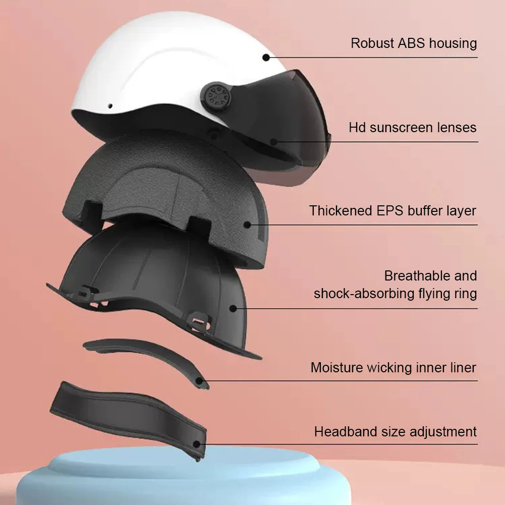 Electric Bike Helmet Lightweight Bicycle Helmet Adjustable Scooter Helmet Breathable Detachable Lining for Summer