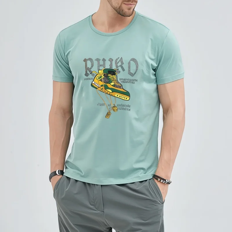 Men's 100% pure cotton summer loose size PARIS letter pattern print 6