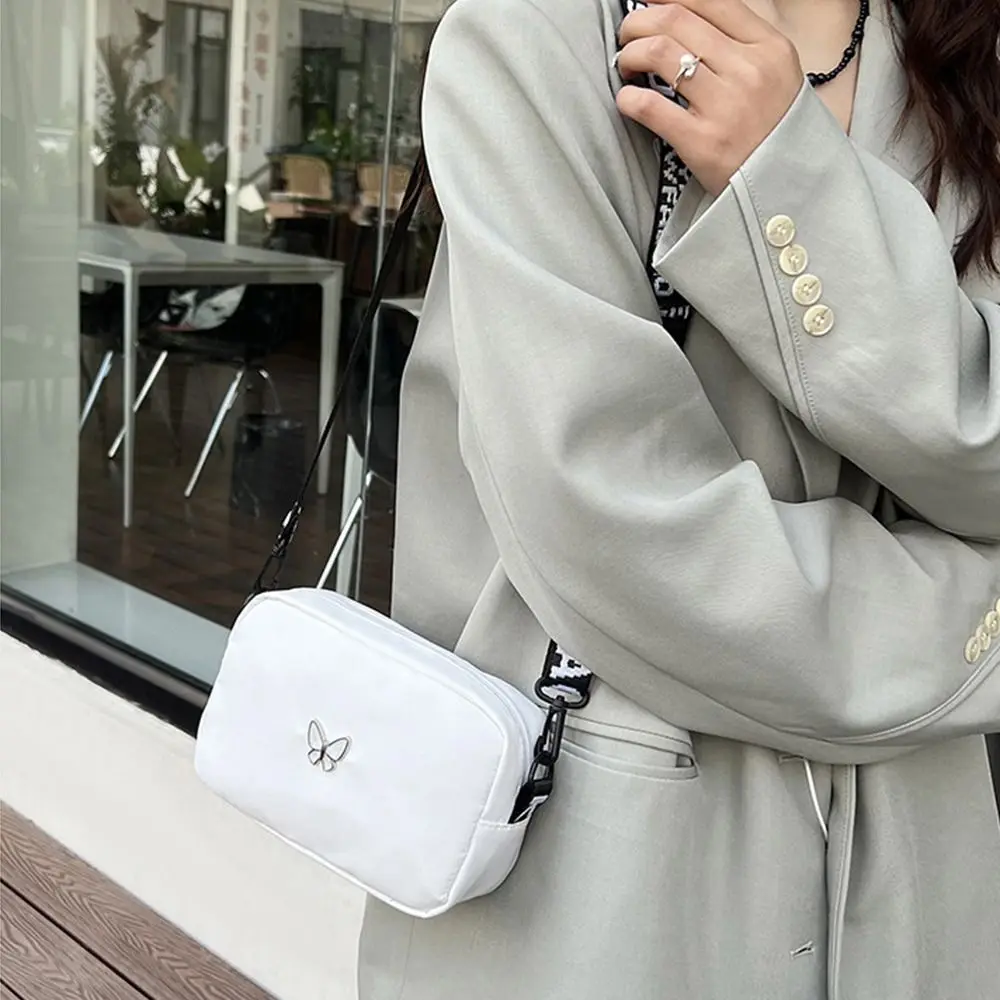 Black&white Shoulder Bag shoulder bag Durable Butterly Nylon Crossbody Bag Wide Belt Casual Mini Sqaure