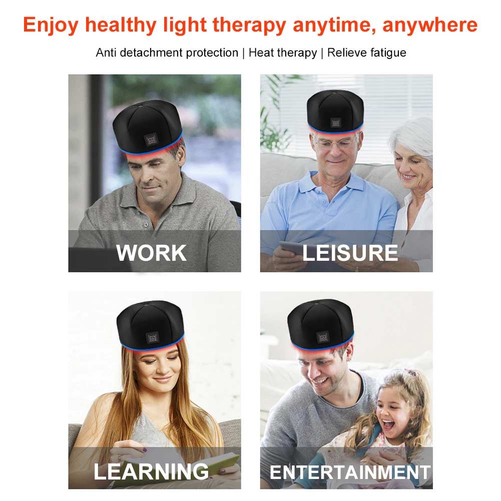 Red Light Hair Growth Cap Hair Growth Hat Red Light Therapy Cap Regrowth Beanie for Loss Treatments