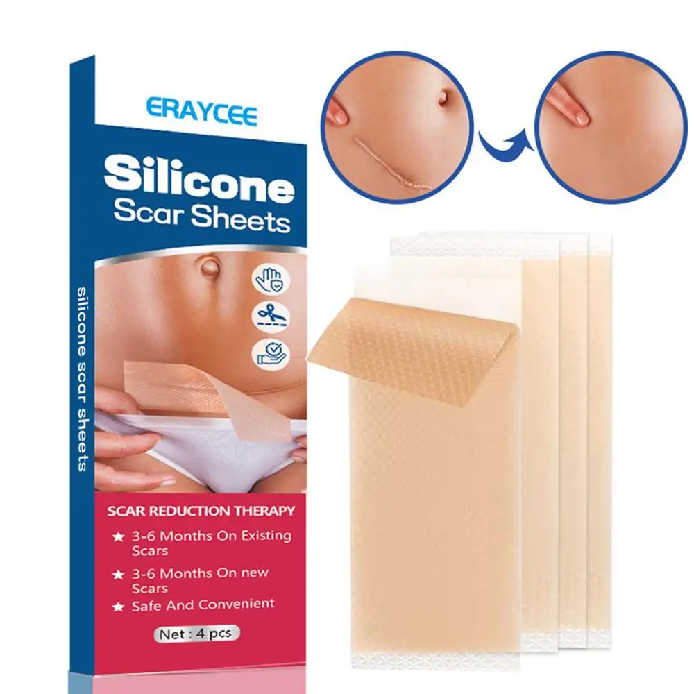 

4pcs 15X4cm Scar Removal Self-Adhesive Covering Silicone Gel Scalded Scar Skin Color Patch Tape Acne Scar Covering Patch