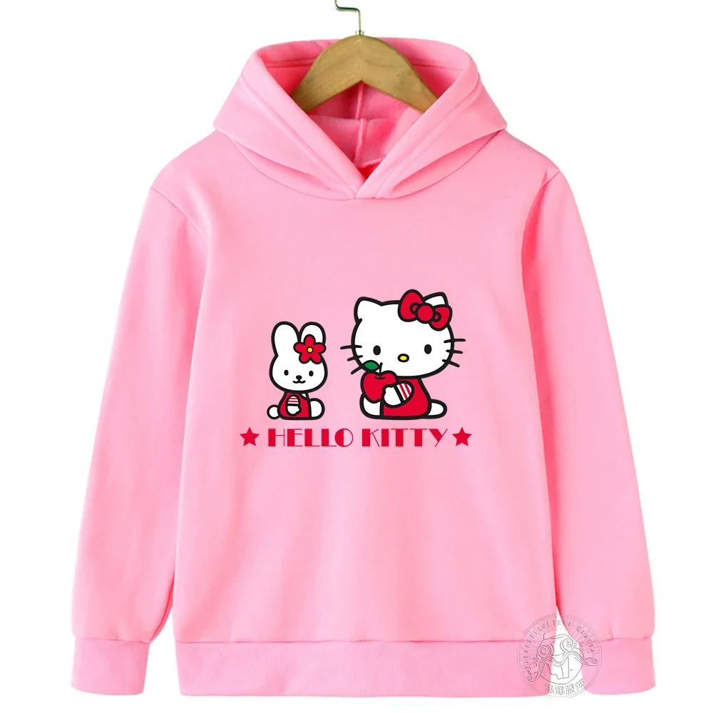 thumbnail image 1 of Sudadera informal con capucha para niños y niñas de 3 a 14 años con dibujos animados de Hello Kitty Sunshine, estilo kawaii, para deportes al aire libre, 1 of 4