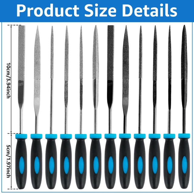 Set Lime Diamantate Per Metallo, Vetro E Legno - Lima Ad Ago Con Manico Antiscivolo - Foto 12