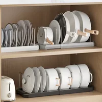 Expandable Pot and Pan Organizer Rack Stainless Steel Pot Lids Organizer Kitchen Pan Organizer for Cabinet Cookware Dish Rack 1