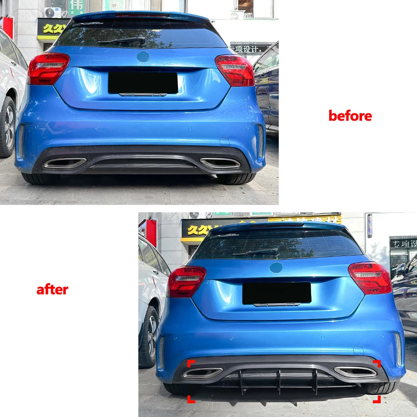 Car Rear Lip Diffuser Bracket Splitter Boot Exhaust Spoiler Plate For Mercedes Benz A Class W176 2016-2018 AMG Line