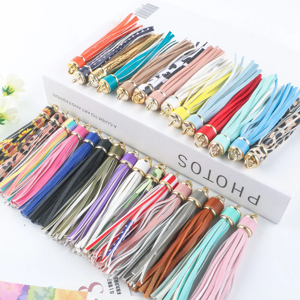 4pcs 85mm Leather Tassel Key Chain Hand Bag Hanging Pendant Ornaments Gift Keyring Jewelry Diy Decoration Bag Tassel Accessories