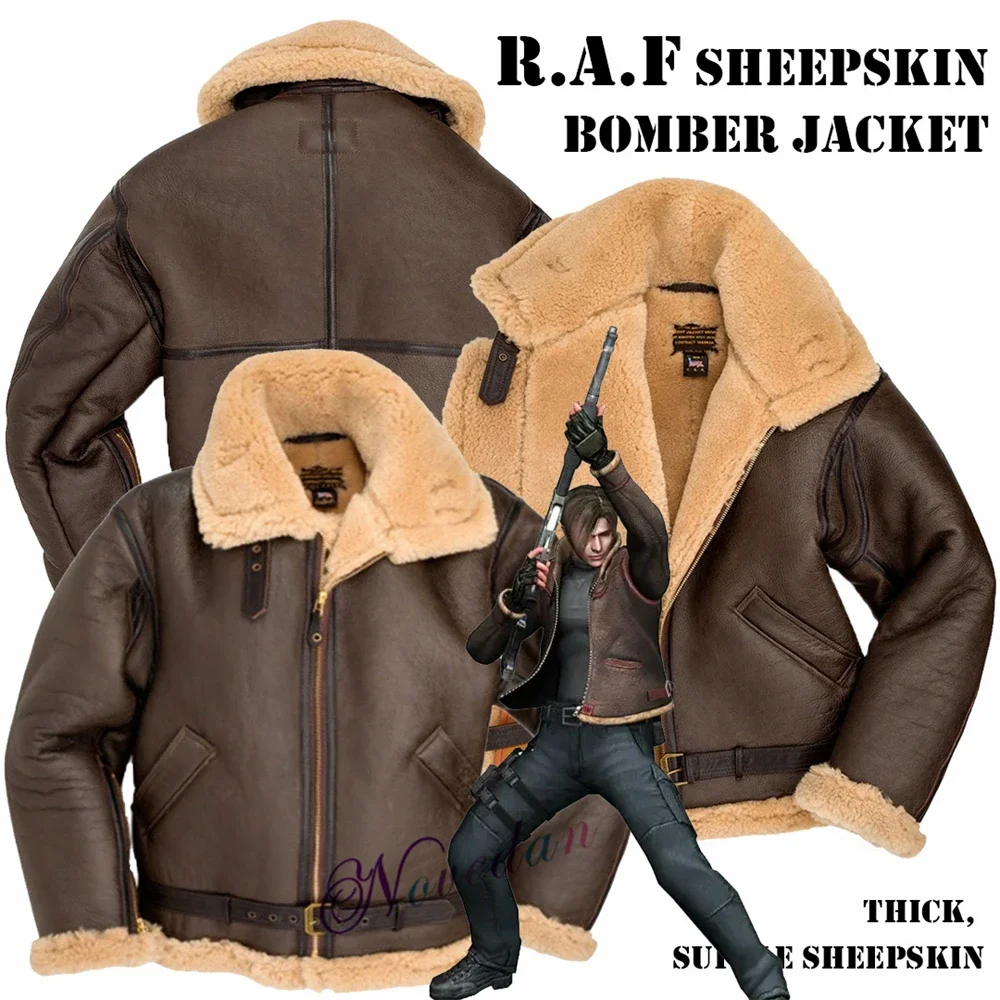 Biohazard jaket Cosplay Re4, mantel jaket Bomber kulit imitasi