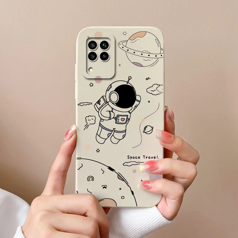 Lovely Astronaut Smooth Liquid Back Cover Case for Huawei P40 Lite Series