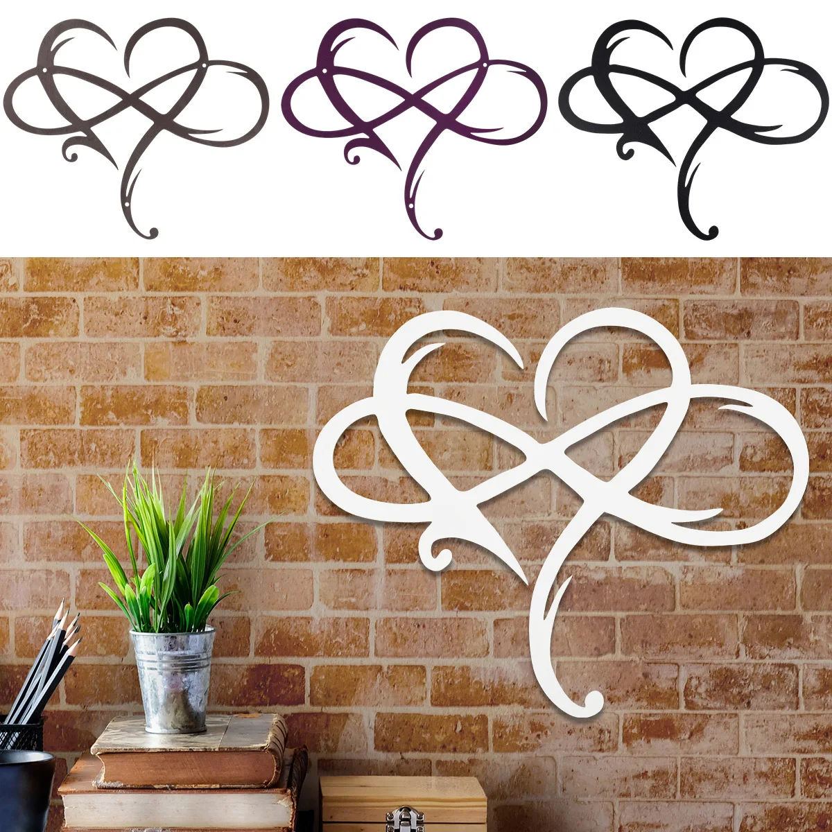 Porte-clés Mural Personnalisé En Métal Forme Cœur Infini - 5 Crochets, Gravure Nom, Décoration Entrée - 30,5 Cm