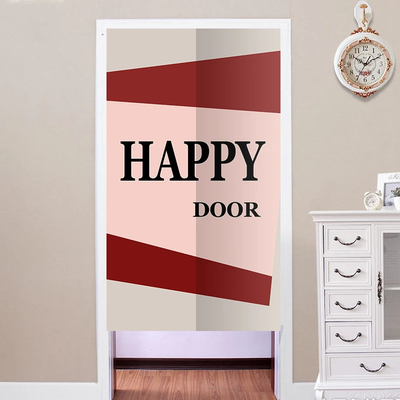 

The Gate of Happiness Heart Pattern Warm Curtain Cute Pet Shop Polyester Fabric Welcome Curtains for Door Without Rod