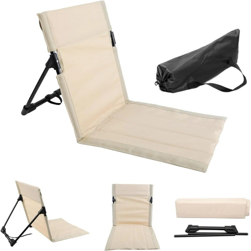 Foldable Camping Chair Metal Outdoor Garden Park Single Lazy Backrest Cushion Beach Park Portable Chair Lazy Lawn Cushion 6
