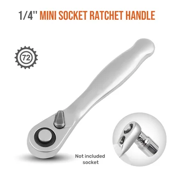 1/4 Square Ratchet Socket Head Wrench 6.35mm Screwdriver Small Mini Quick Wrench 72-tooth Socket Handle Spanner Hand Repair Tool 1