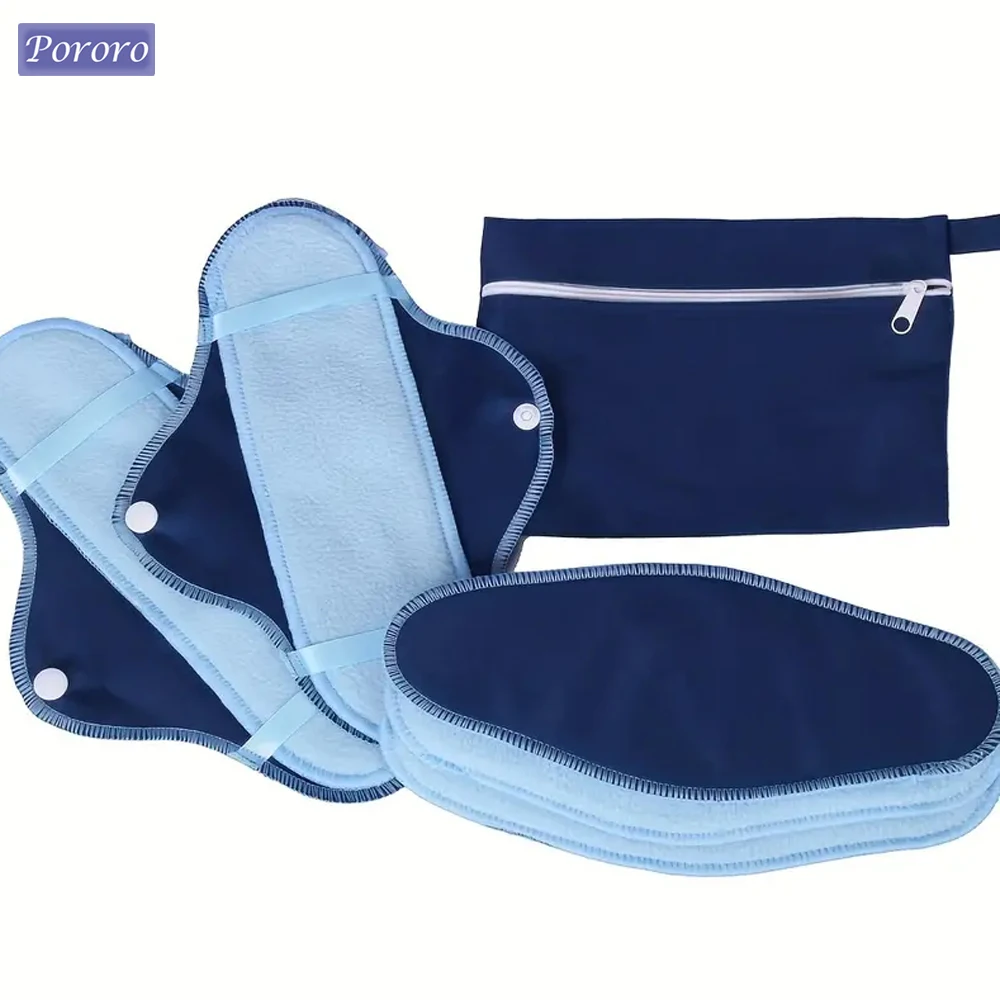 Reusable Soft Polar Fleece Sanitary Napkin 8pcs Waterproof Washable Daily Pads Panty Liner For Maternity and The Elderly Leakage