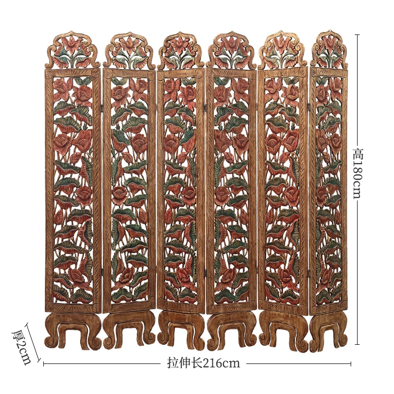 

Hand Carved Solid Wood Painted Hallway Jucai Screen Living Room Partition Folding Accordion Partition