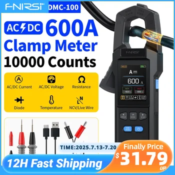 FNIRSI DMC-100 Pinza amperometrica per corrente CC CA 10000 conteggi Multimetro digitale Caricatore USB 600A Pinza amperometrica Strumenti per elettricisti 1