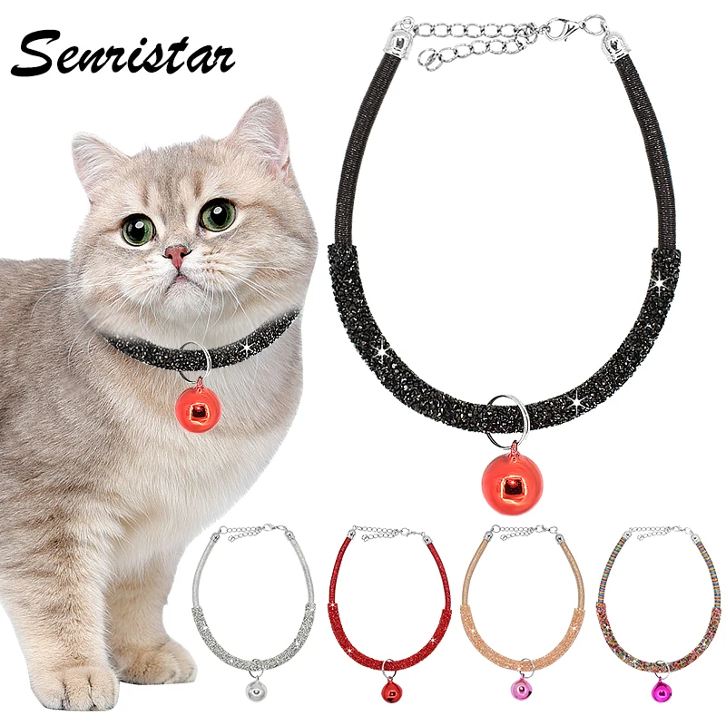Cat Collar Elastic Rhinestone Cat Collars Adjustable Diamond Pet