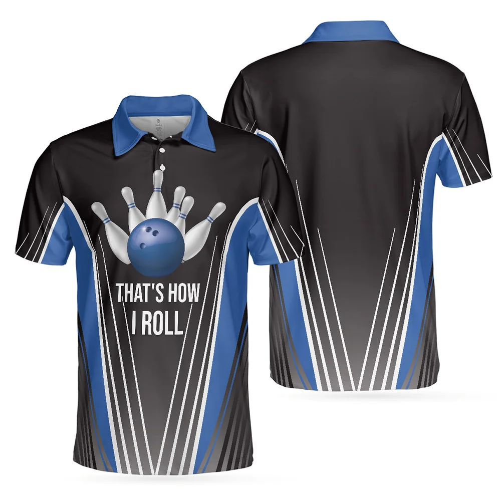 Bowling American Flag Polo Shirt For Men's New Short Sleeve Casual Stretch T-shirts Quick Drying Breathable Sports Clothing