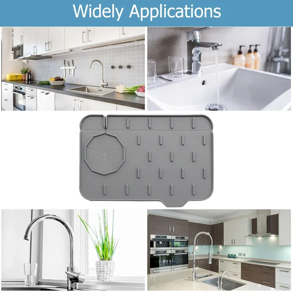 Kitchen Silicone Faucet Mat Absorbent Mat Sink Splash Guard Drain Pad Double Sided Use Bathroom Sink Kitchen Gadget 2