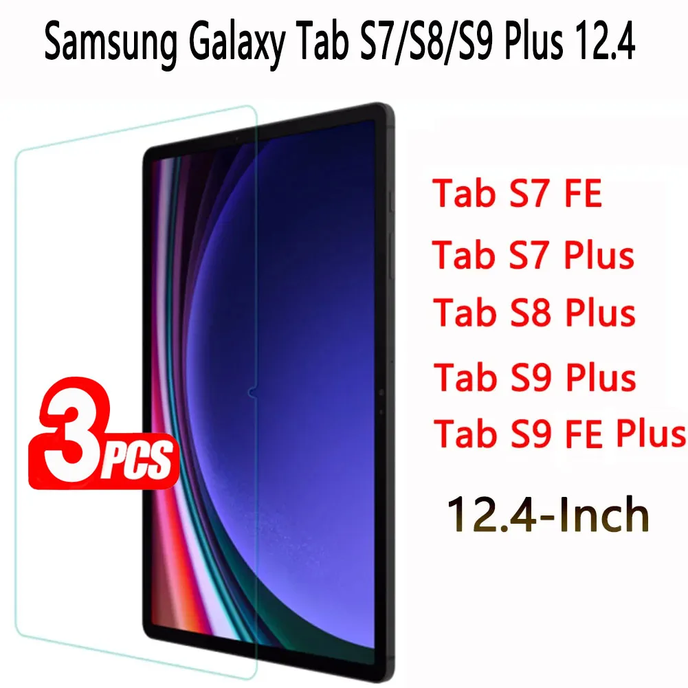 

(3 упаковки) Закаленное стекло для Samsung Galaxy Tab S7 FE S8 S9 Plus 12,4 X810 X800 X806 T970 T976B T730 T736B Защитная пленка для экрана