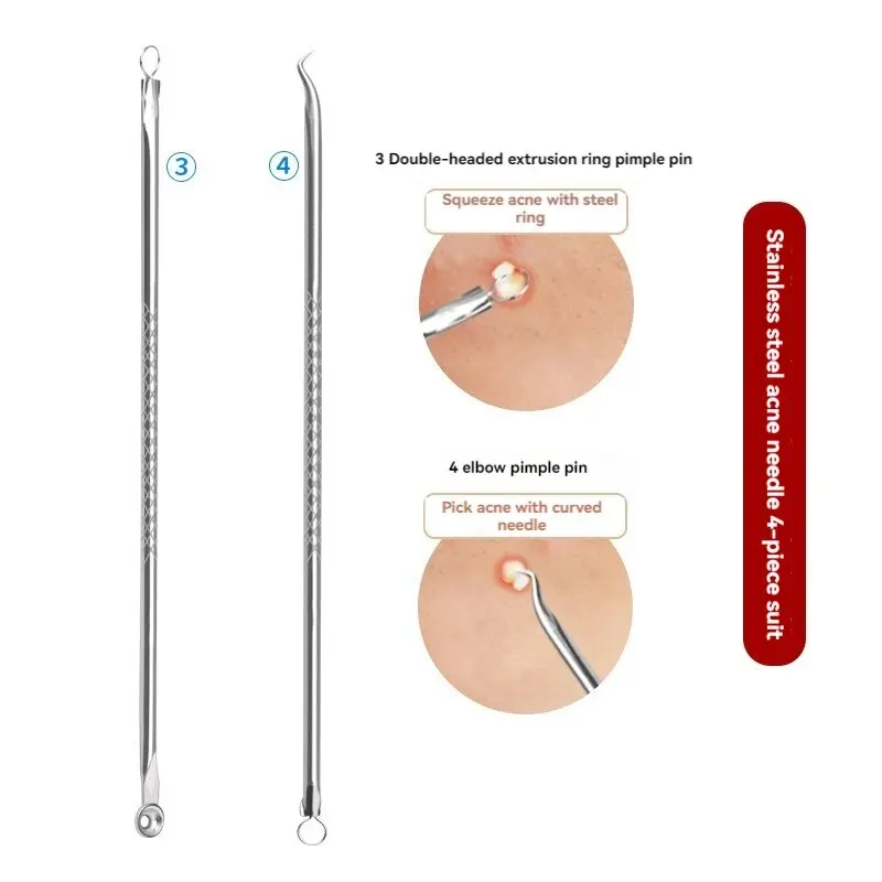 Stainless Steel Beauty Needle Acne Needle Dual-purpose Acne Remover Acne Removing Acne Beauty Tools Pimple Pin 4 PCs Set 5