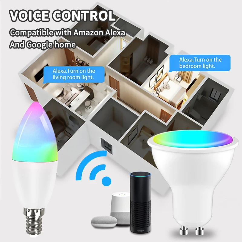 Led Bulbs Google Home Gu10 RGB GU10 LED Light Bulb 220V 110V TUYA