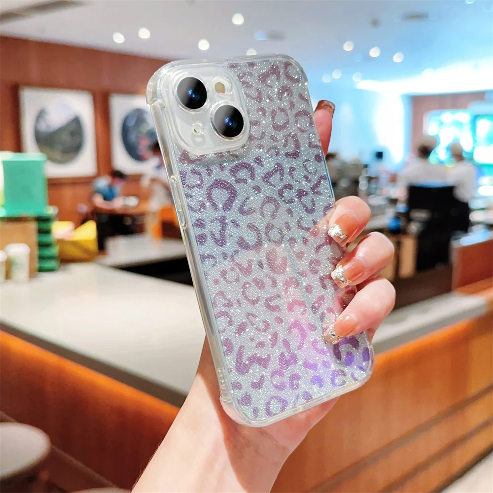 „Lase Leopad“ apsauginis telefono dėklas, skirtas „iPhone 15“, 14, 13, 12, 11, „Po Max Mini XR XS X 7 8 Plus“ ir atsparus smūgiams, minkštas TPU dėklas._voghion.com